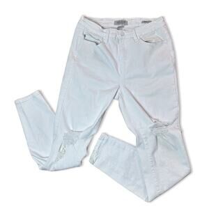 Judy Blue Jeans Women 29 White Skinny Fit Distressed Stretch Designer Tiny Flaw